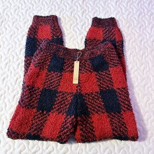 NEW Skims Cozy Jogger Brick Buffalo Plaid Kids 8/10 Black Red